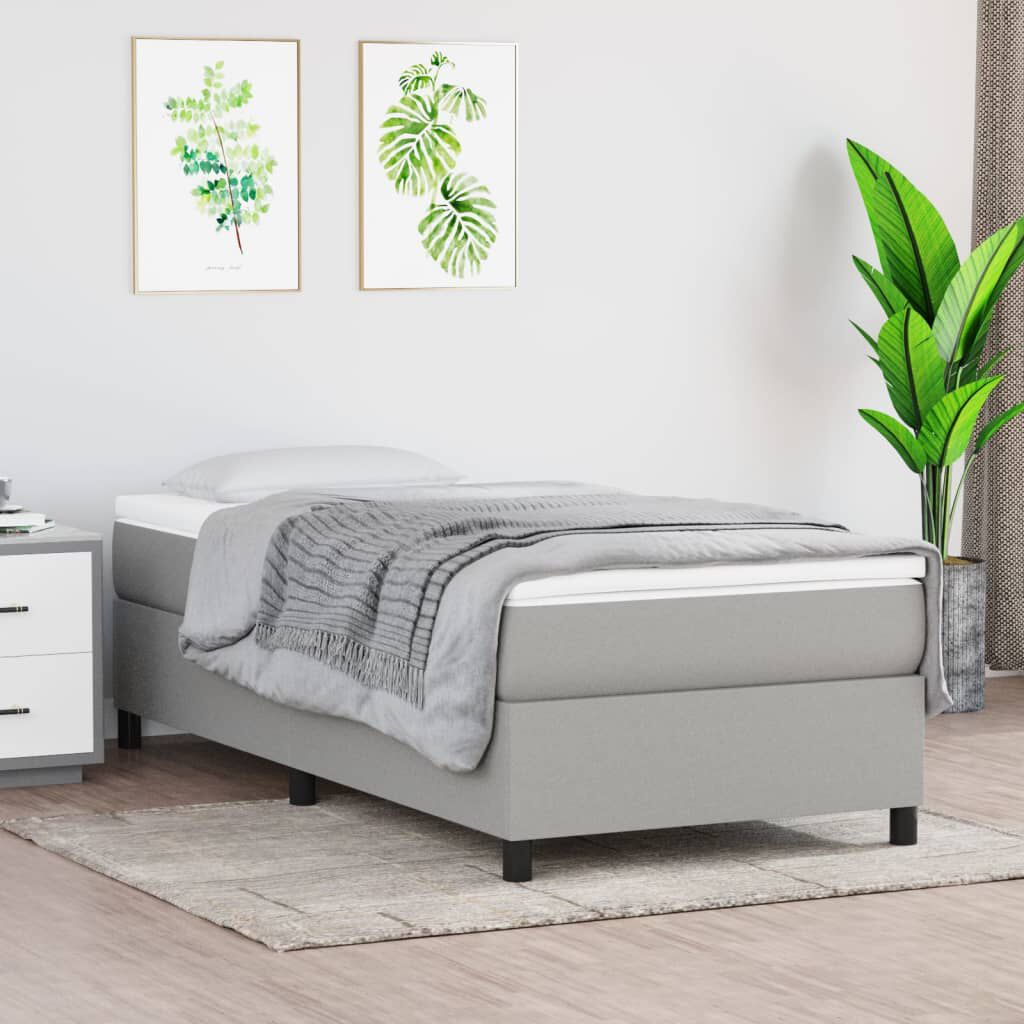vidaXL Bed Frame without Mattress Light Grey Twin Fabric (US Only)
