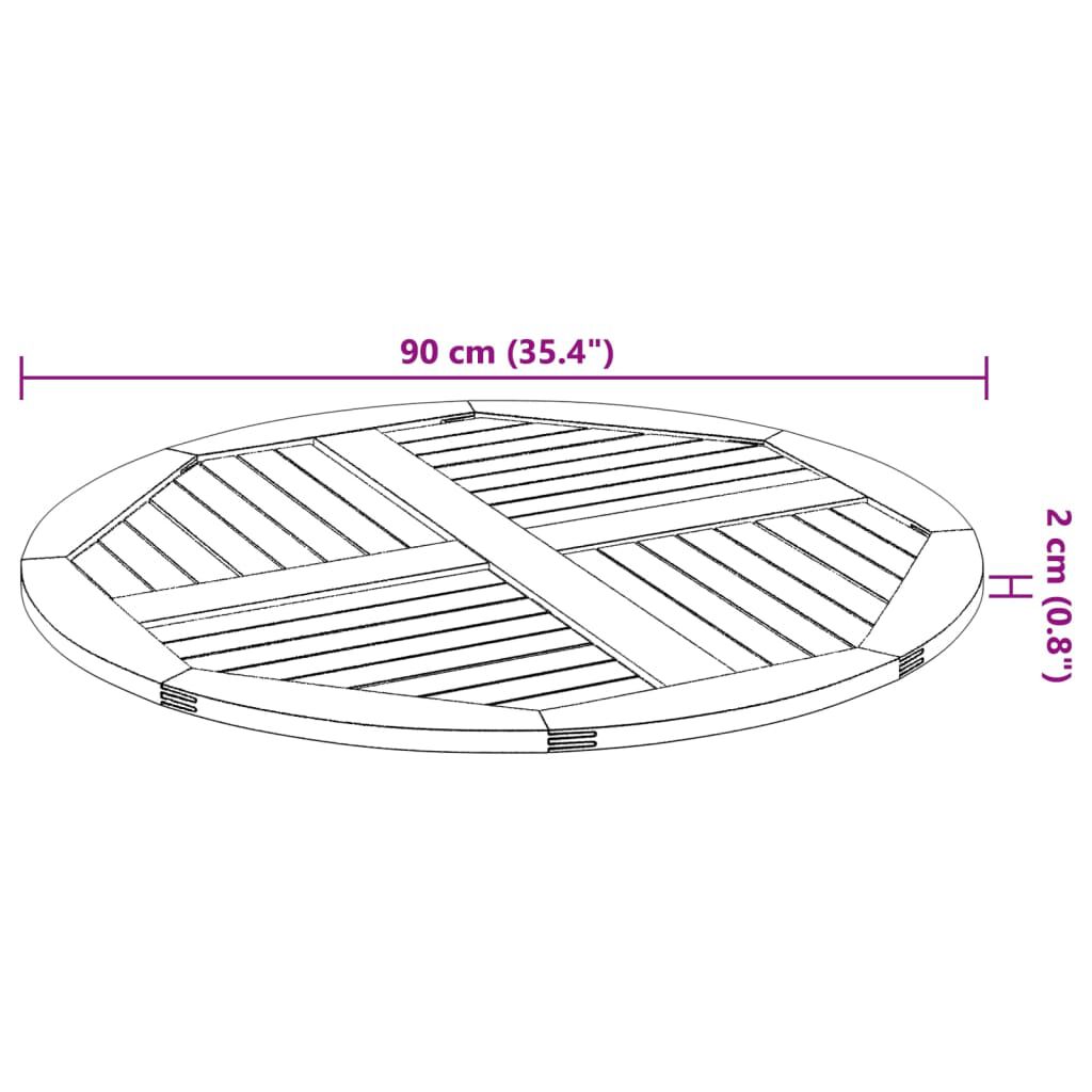 vidaXL Table Top Ø90x2.2 cm Round Solid Wood Acacia