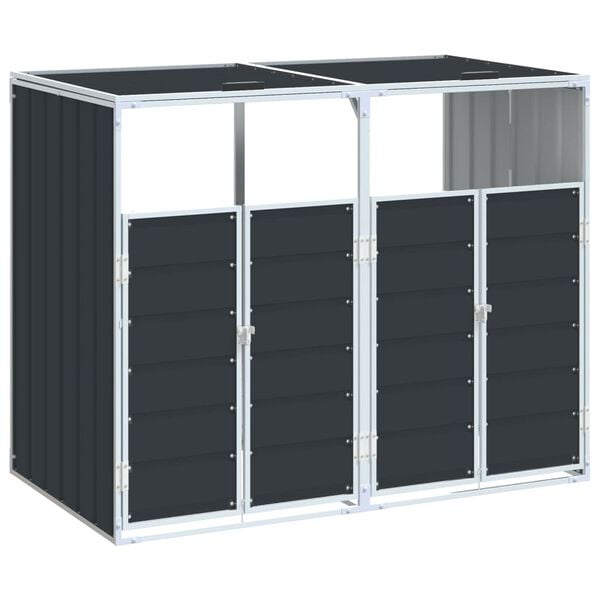 vidaXL Wheelie Bin Storage for Double Bins Anthracite 144x81x113 cm Steel