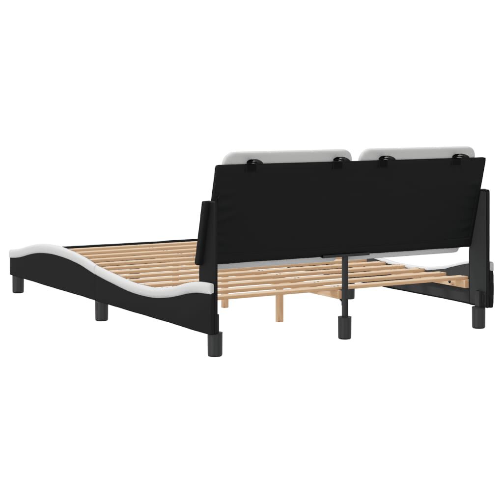 vidaXL Bed Frame without Mattress Black and White 137x190 cm Faux Leather