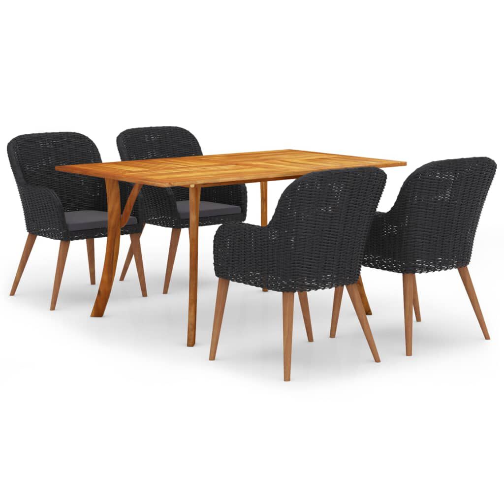 vidaXL 5 Piece Garden Dining Set Black