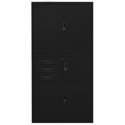 vidaXL Office Cabinet Black 90x40x180 cm Steel