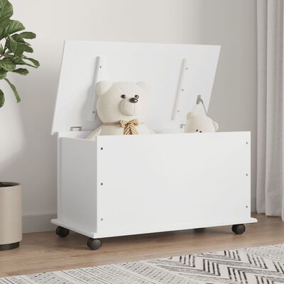 vidaXL Storage Chest with Wheels ALTA White 73x39.5x44 cm Solid Wood Pine