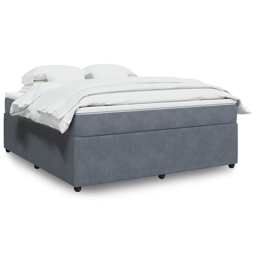 vidaXL Box Spring Bed with Mattress Dark Grey California King Velvet