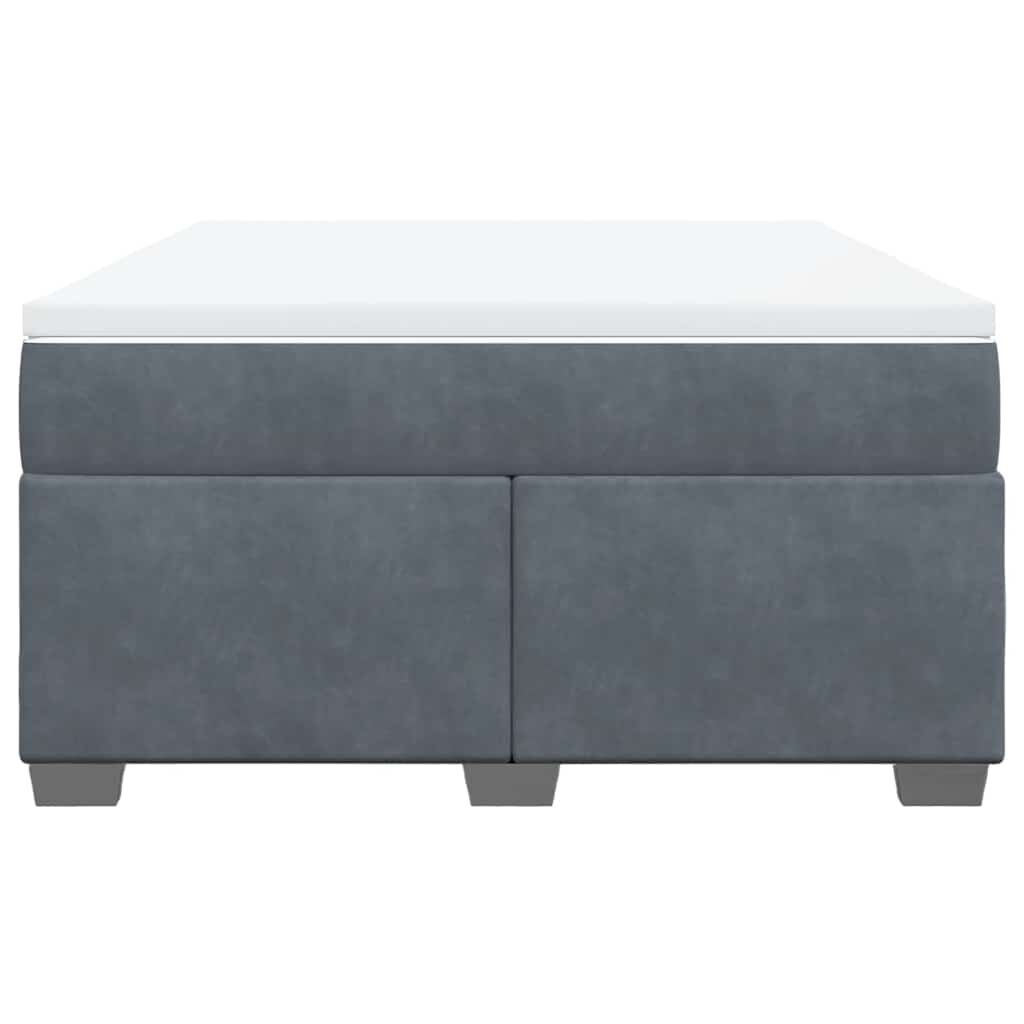 vidaXL Box Spring Bed with Mattress Dark Grey Queen Velvet