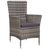 vidaXL 5 Piece Outdoor Dining Set with Cushions Poly Rattan Grey