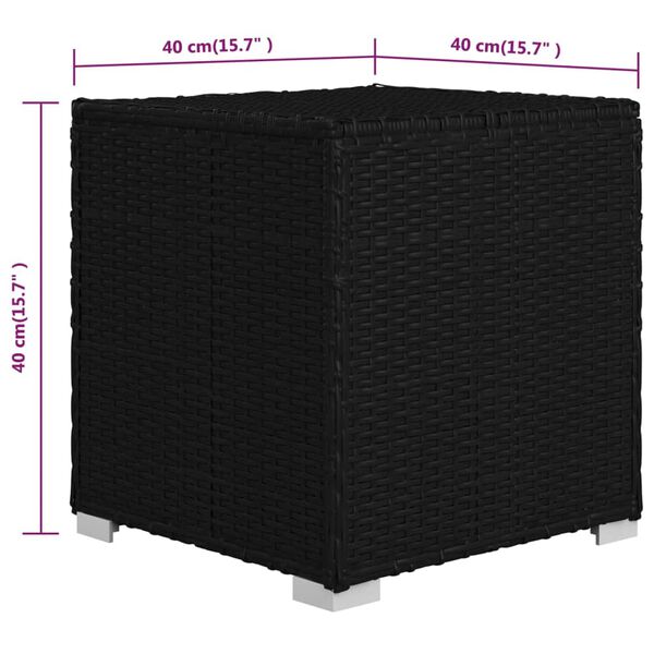 vidaXL 3 Piece Garden Sun Loungers with Tea Table Poly Rattan Black