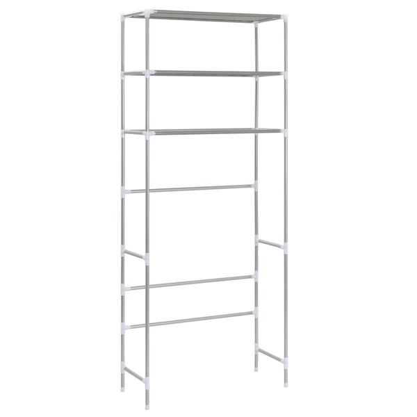 vidaXL 3-Tier Storage Rack over Laundry Machine Silver 69x28x169 cm