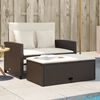vidaXL Garden Sofa with Cushions 2-Seater Brown Poly Rattan