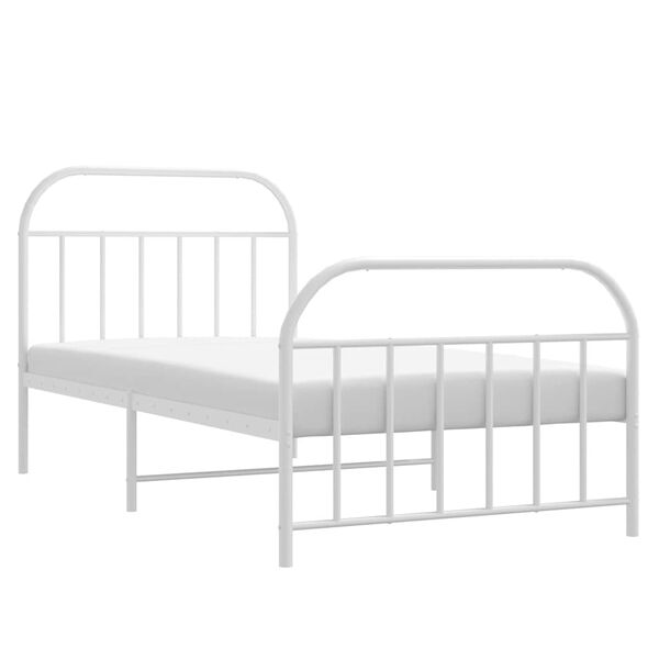 vidaXL Metal Bed Frame without Mattress with Footboard White 100x190cm