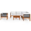 vidaXL 7 Piece Garden Lounge Set with Cushions Cream Wood Acacia&Rope