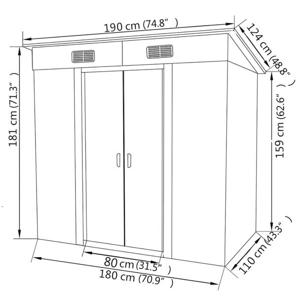 vidaXL Garden Shed Green Metal