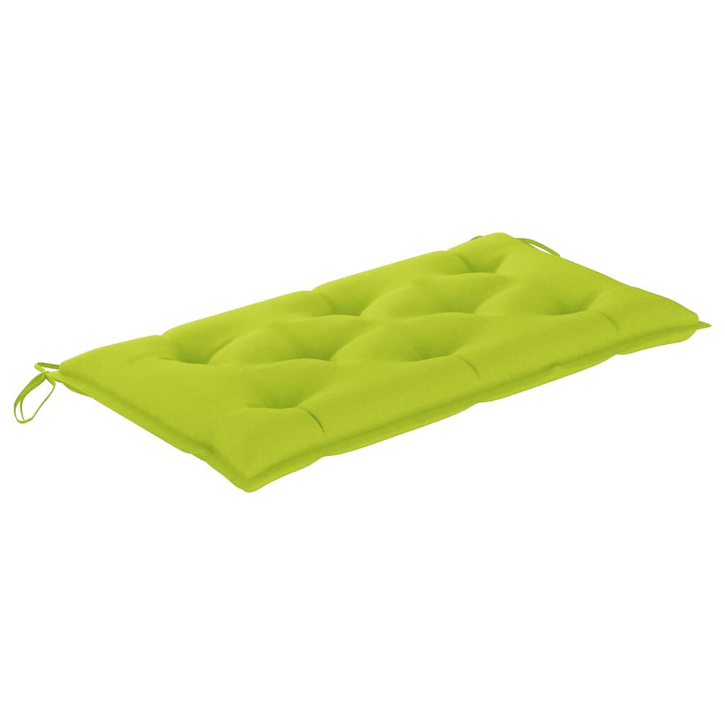 vidaXL Garden Bench with Bright Green Cushion 112 cm Solid Teak Wood