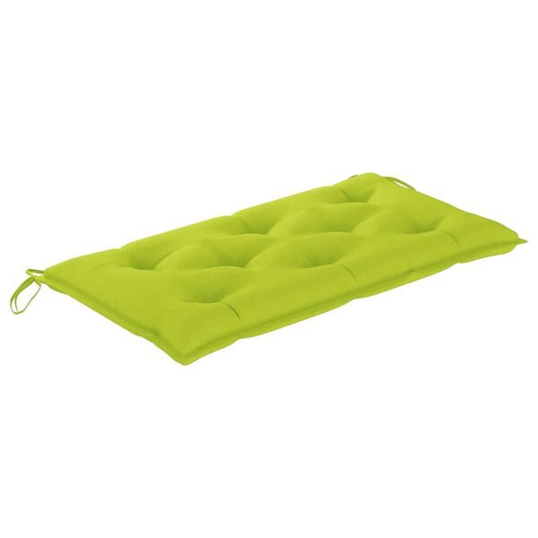 vidaXL Garden Bench with Bright Green Cushion 112 cm Solid Teak Wood