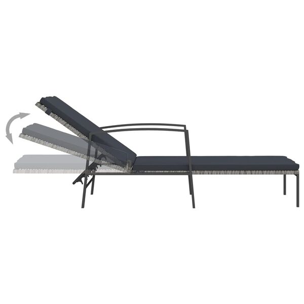 vidaXL Garden Sun Lounger with Cushion Poly Rattan Grey