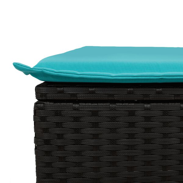vidaXL 7 Piece Garden Sofa Set with Cushions Black Poly Rattan