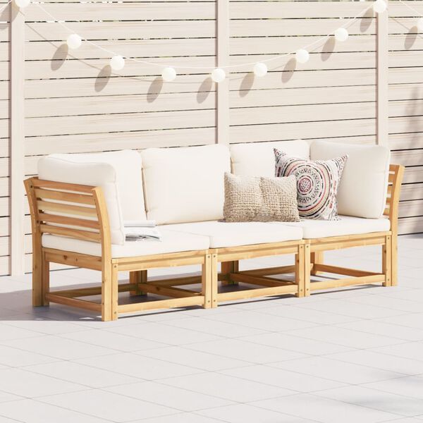 vidaXL 3 Piece Garden Lounge Set with Cushions Solid Wood Acacia