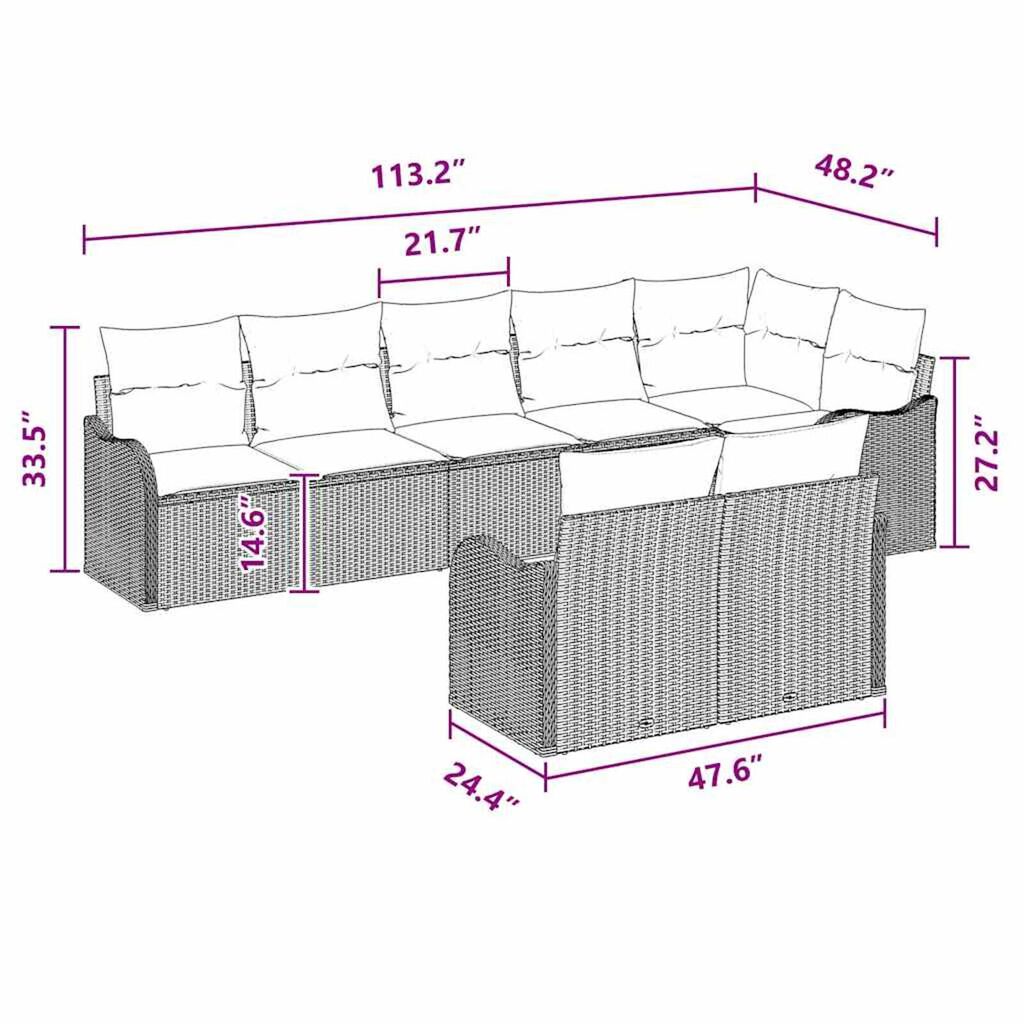 vidaXL Garden Sofa Set with Cushion 8 pcs Black, turquoise Poly rattan