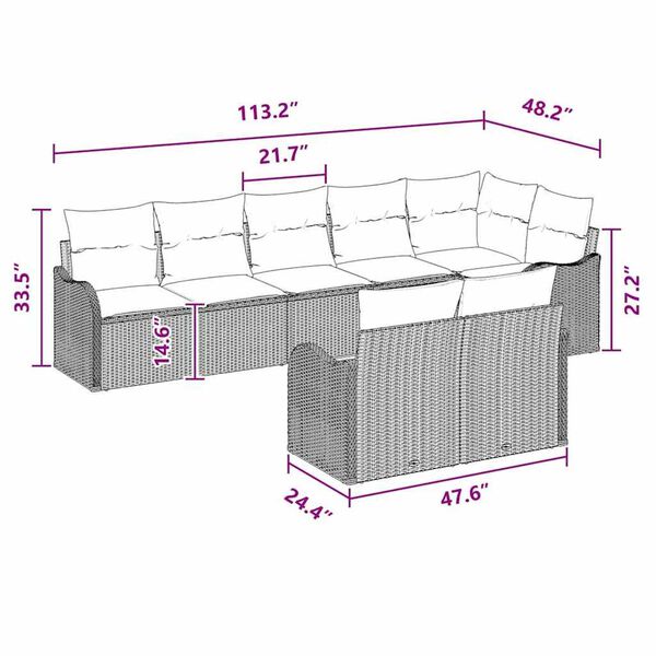 vidaXL Garden Sofa Set with Cushion 8 pcs Black, turquoise Poly rattan