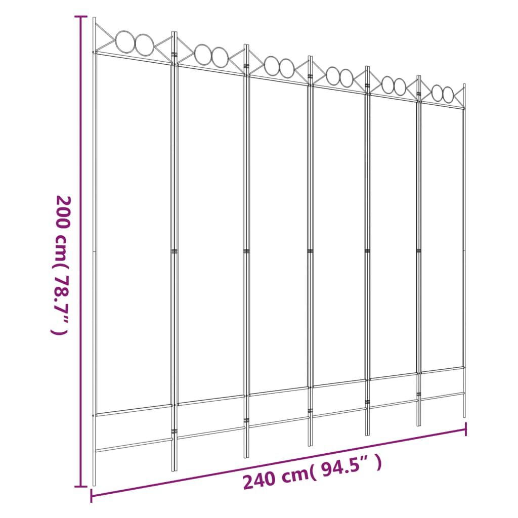 vidaXL 6-Panel Room Divider White 240x200 cm Fabric