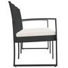 vidaXL 3-Seater Garden Bench with Cushions Black PP Rattan