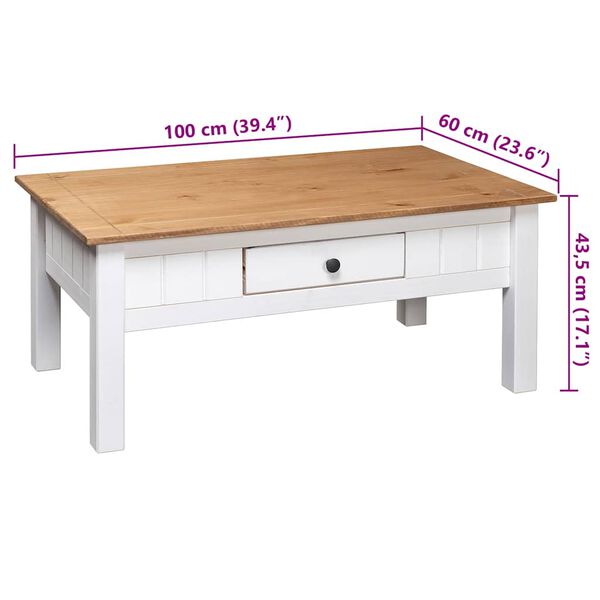 vidaXL Coffee Table White 100x60x45 cm Solid Pine Wood Panama Range