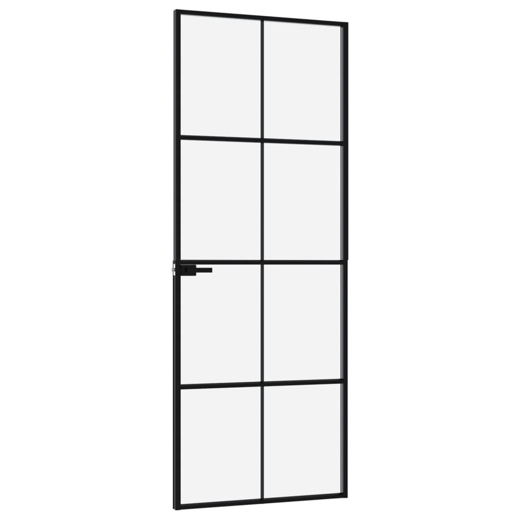 vidaXL Interior Door Black 76x201.5 cm Tempered Glass&Aluminium