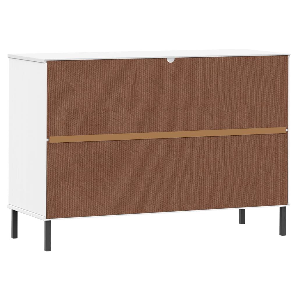 vidaXL Sideboard with Metal Legs White 113x40x77 cm Solid Wood OSLO