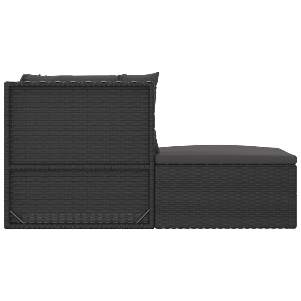 vidaXL 5 Piece Garden Lounge Set with Cushions Black Poly Rattan