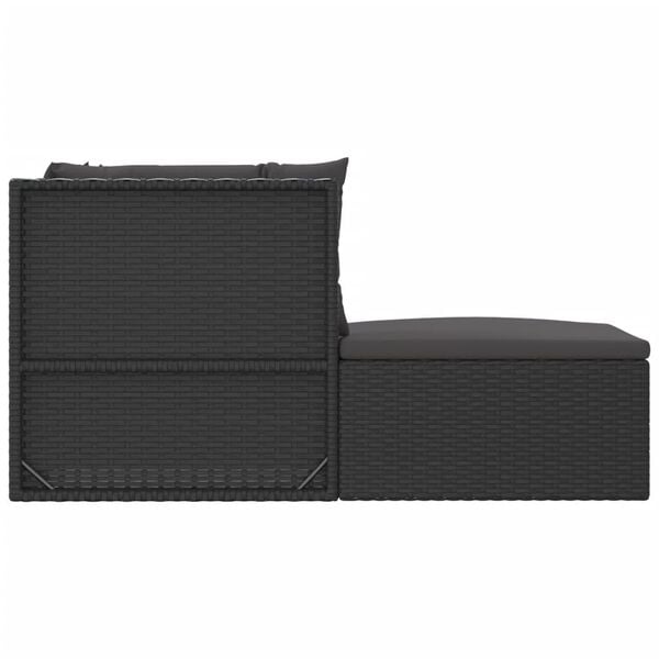 vidaXL 5 Piece Garden Lounge Set with Cushions Black Poly Rattan