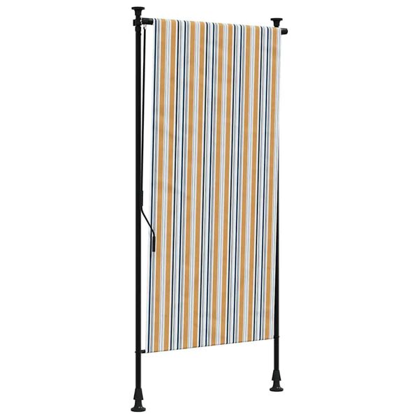 vidaXL Outdoor Roller Blind Yellow and White 120x270 cm Fabric&Steel