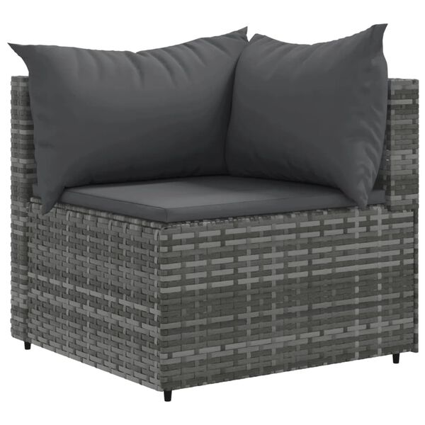 vidaXL 9 Piece Garden Sofa Set with Cushions Grey Poly Rattan