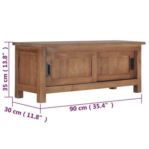 vidaXL TV Cabinet 90x30x35 cm Solid Teak Wood