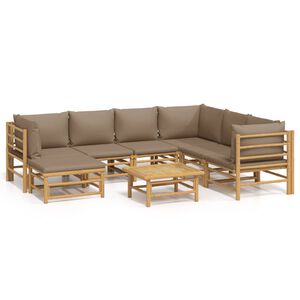 vidaXL 8 Piece Garden Lounge Set with Taupe Cushions Bamboo