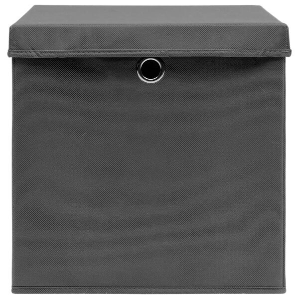 vidaXL Storage Boxes with Covers 4 pcs 28x28x28 cm Grey