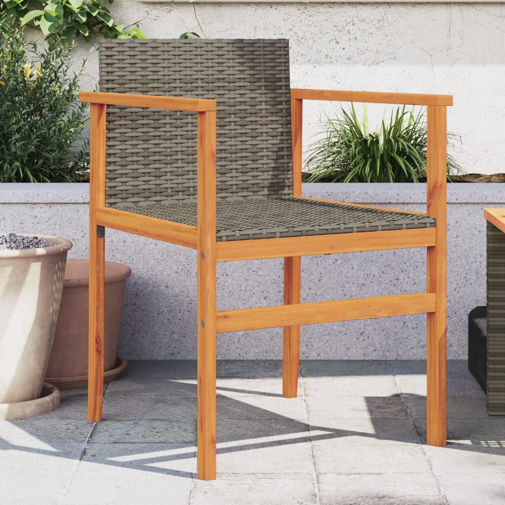 vidaXL Garden Chairs 2 pcs Grey Poly Rattan&Solid Wood