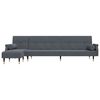 vidaXL L-shaped Sofa Bed Dark Grey 271x140x70 cm Velvet