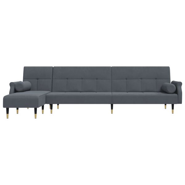 vidaXL L-shaped Sofa Bed Dark Grey 271x140x70 cm Velvet