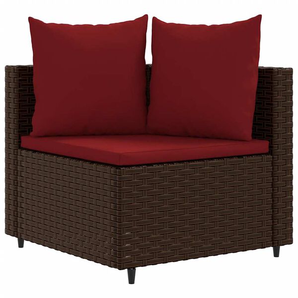 vidaXL 7 Piece Garden Sofa Set with Cushions Brown Poly Rattan