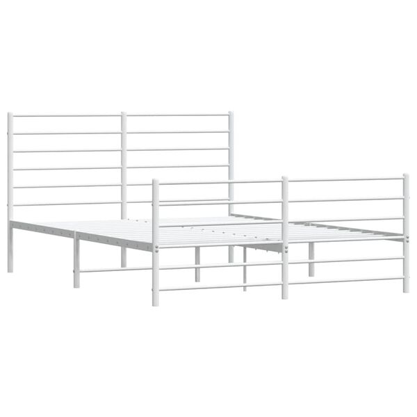 vidaXL Metal Bed Frame without Mattress with Footboard White 135x190cm