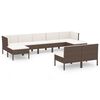 vidaXL 9 Piece Garden Lounge Set with Cushions Poly Rattan Brown