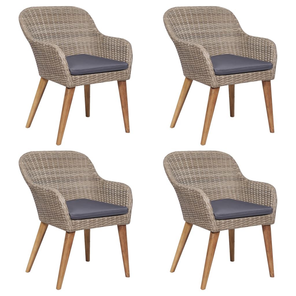 vidaXL 5 Piece Garden Dining Set with Cushions Brown