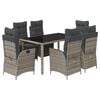 vidaXL 7 Piece Garden Dining Set with Cushions Grey Poly Rattan