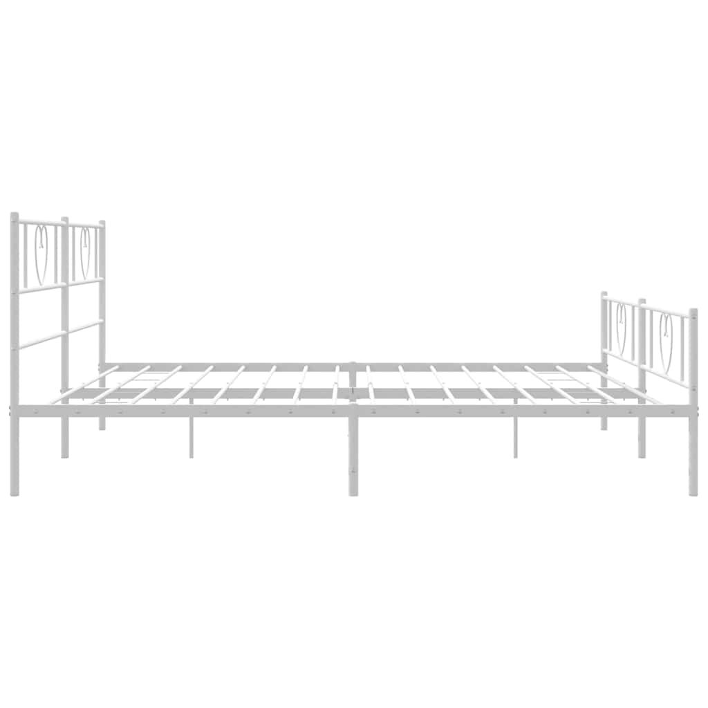 vidaXL Metal Bed Frame without Mattress with Footboard White 183x213cm