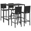 vidaXL 5 Piece Outdoor Bar Set with Cushions Black Poly Rattan