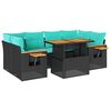 vidaXL 7 Piece Garden Sofa Set with Cushions Black Poly Rattan