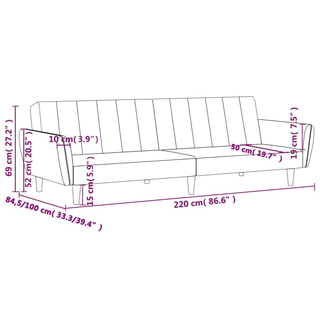 vidaXL 2-Seater Sofa Bed Dark Grey Velvet