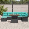 vidaXL Garden Sofa Set Height-Adjustable 8 pcs Black Poly Rattan