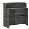 vidaXL 3 Piece Garden Bar Set with Cushions Poly Rattan Grey