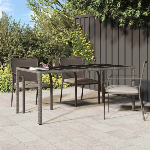 vidaXL Garden Dining Table Grey 190 x 90 x 75 cm Poly Rattan